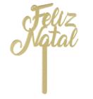 Topo Topper de Bolo Feliz Natal Acrílico Dourado 12 cm Vivarte Inspire sua Festa Loja