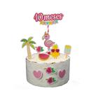 Topper de Bolo Mesversário 10 Meses Flamingo Cute