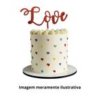 Topper Decorativo p/ Bolo Love Vermelho com Glitter