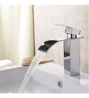 Torneira banheiro lavatorio cascata baixa monocomando - modelo quadrado em banho triplo de cromo