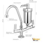 Torneira Cozinha com Filtro Bancada slim Cano Inox 1/4 volta