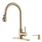 Torneira de cozinha Bokaiya Gold com dispensador de sabão High Arch S