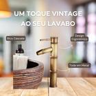 Torneira Lavatório Alta Bambu Monocomando Banheiro Retro Acabamento Fosco Cor Dourado-escuro