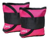 Tornozeleira Caneleira Peso 2 Kg Treino Academia Par Rosa