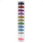 Torre de glitter médio 12 cores sugar para unhas manicure - Mix da Jo