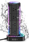 Torre Power Strip EIGSO RGB com USB C PD 20W 12 tomadas 3 USB