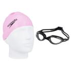 Touca de Natação Big Swim Cap Speedo + Oculos Hydrovision Preto Mergulho Praia Mar Piscina