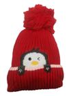 Touca Infantil Inverno Bichinhos Pinguim com Pompom Forrada Grosso de Frio