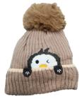 Touca Infantil Inverno Pompom Forrada Bichinhos Pinguim Quentinha Proteção Frio