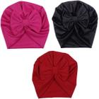 Touca Turbante Laço Bebê Menina Kit Com 3 Peças Cores Sortidas