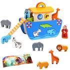 Toy Noah's Ark KMTJT Toddlers Wood com história bíblica de 1 a 3 anos