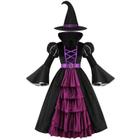 Traje de bruxa roxa yolsun para meninas (Halloween) (10-12 anos)