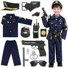 Traje de policial Luucio para crianças com uniforme e acesso.