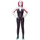 Traje Spider Gwen Cosplay Adulto com Visor Glass Espelhado Bodysuit Elastano - Ts Rock Heroes