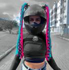 Tranças 60cm para capacete de moto rosa - Mulheres Moto Lovers