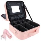 Travel Makeup Bag Train Case Cute Cosmetic Case Organizador Portátil Artist Storage Bag com Divisores Ajustáveis para Cosméticos Escovas de Maquiagem Joias Destiladas Acessórios digitais