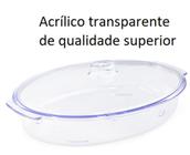 TRAVESSA ACRÍLICA PLÁSTICO OVAL PEQUENA COM TAMPA 19X28cm unidade