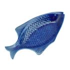 Travessa de Cerâmica Decorativa Peixe Ocean Azul 37x20cm Bon Gourmet