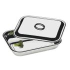 Travessa de Inox com Tampa 5L Funda 37x28,5x11cm Assadeira Grande para Buffets