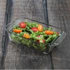Travessa de vidro pequena retangular para cozinha de salada e alimentos multiuso