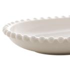 Travessa Porcelana Oval Beads Branco 30 x 15 x 3cm