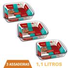 Travessa Quadrada de Vidro 1,1 Litros Marinex- 3Un