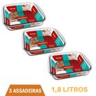 Travessa Quadrada de Vidro 1,8 Litros Marinex- 3Un