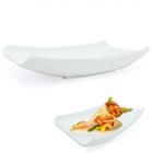 Travessa Retangular Curva 30 Cm para Finger Food em Melamina Premium Branca / Plastico Utilgoods