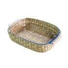 Travessa retangular em vidro e revestimento em rattan Dynasty Vimini 34,4cm