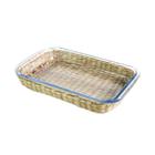 Travessa retangular em vidro e revestimento em rattan Dynasty Vimini 34,5cm