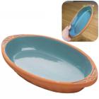 Travessa Rústica Refratário de Cerâmica p/ Servir Oval 23,5x13,5cm Azul - Wolff