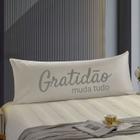 Travesseiro De Corpo Body Pillow Natural 40x130cm Gratidão Cinza - FASTLAR