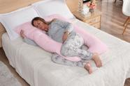 Travesseiro de Corpo Gestante Grávida Almofada + Capa Fronha Retirável Confortável Rosa
