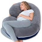 Travesseiro de gravidez INSEN, travesseiro de corpo de maternidade para dormir, travesseiro de corpo em forma de C para mulheres grávidas com capa de veludo removível