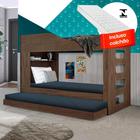 Treliche Solteiro 100% MDF Com 3 Colchões Amêndoa Hibisco Incabrás