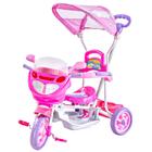 Triciclo Com Capota Moto Rosa Motoca Empurrador Luzes Som Pedal E Passeio Dm Toys