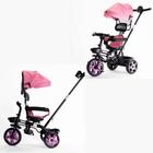 Triciclo Infantil Com Haste Empurrador Até 25 kg Rodas Passeio Capota Chuva Sol Giratório 2 em 1 Passeio e Pedal Ajustável Multifuncional