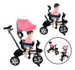 Triciclo Infantil Empurrador Com Capota 2x1 Rosa Importway