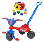 Triciclo Infantil Menino Passeio Kendy + Brinquedo Encaixar - Kendy Brinquedos