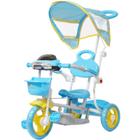 Triciclo Motoca Bicicleta 3 Rodas Infantil Passeio com Empurrador Pedal Luz Som Capota BW-003-GE