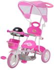 Triciclo Motoca Infantil Passeio com Empurrador Pedal Luz Som Capota Importway BW003 Rosa