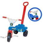 Triciclo policia motoca infantil com empurrador azul - kepler