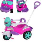 Triciclo Rosa com Pedal Haste para Empurrar Apoio de Pé Seguro e Porta Objetos para Passeio Tico Tico Infantil - Maral