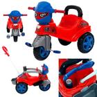 Triciclo Spider com Pedal Haste para Empurrar Apoio de Pé Seguro e Porta Objetos para Passeio Tico Tico Infantil - Maral