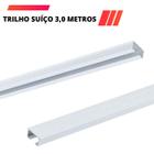 Trilho Alumínio Suíço Simples Cortina Branco Deslizante 3m