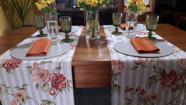 Trilho de mesa/tete a tete floral (03 peças) 1.50m Jacquard texturizado