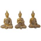 Trio Buda Decorativo 12cm - Enfeite Resina - Decoração Enfeite Sala