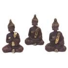 Trio buda decorativo Enfeite Resina Meditando kit com 3 modelo a escolher Budismo Sabedoria Monge Hindu Sábio Bebê Ceg