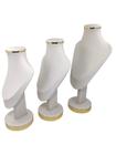 Trio Busto Oval Base Forrada Offwhite - Base Redonda Dourada - Pierjoi