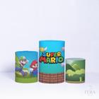 Trio Capa Cilindro 3d Festa Sublimado Veste Fácil C/elástico Mario Bros